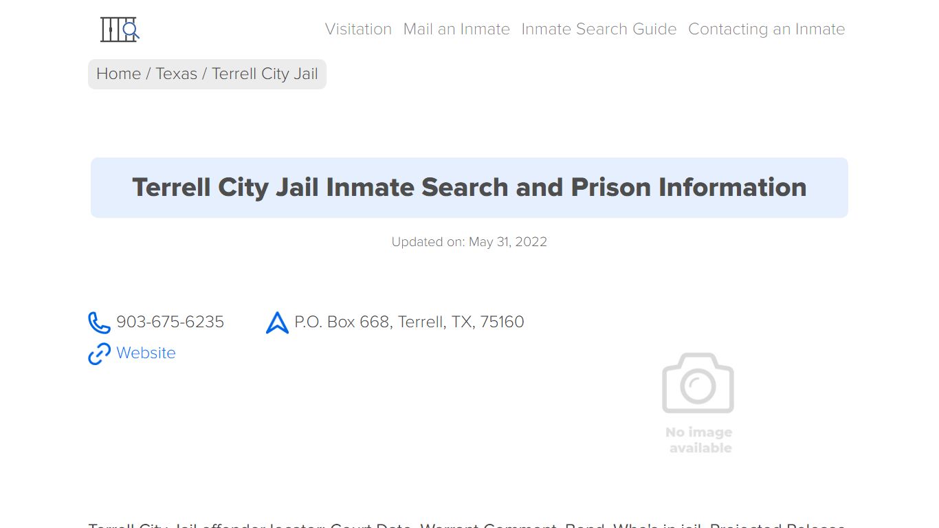 Terrell City Jail Inmate Search, Visitation, Phone no ...